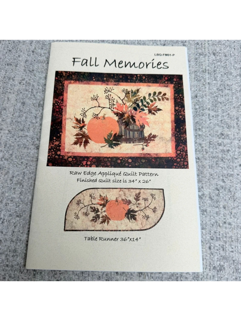 New Fall Memories Raw Edge Appliqué Quilt Table Runner Pattern Pumpkin Autumn